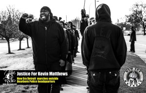 New Era Detroit Outside Dearborn Police Headquarters demanding #JusticeForKevinMatthews 