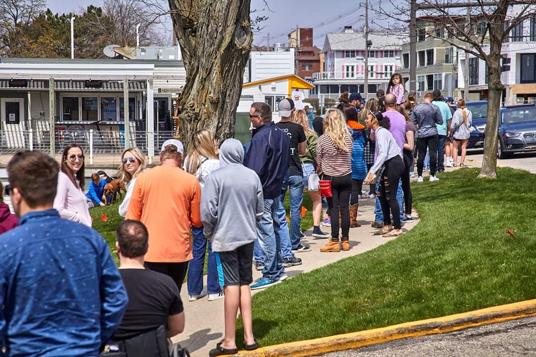 Large gathering in Grand Haven, Michigan