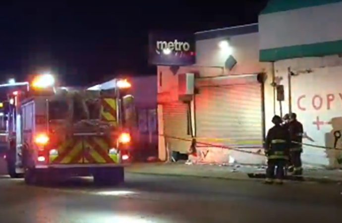 Metro PCS Building Struck By Reckless Driver